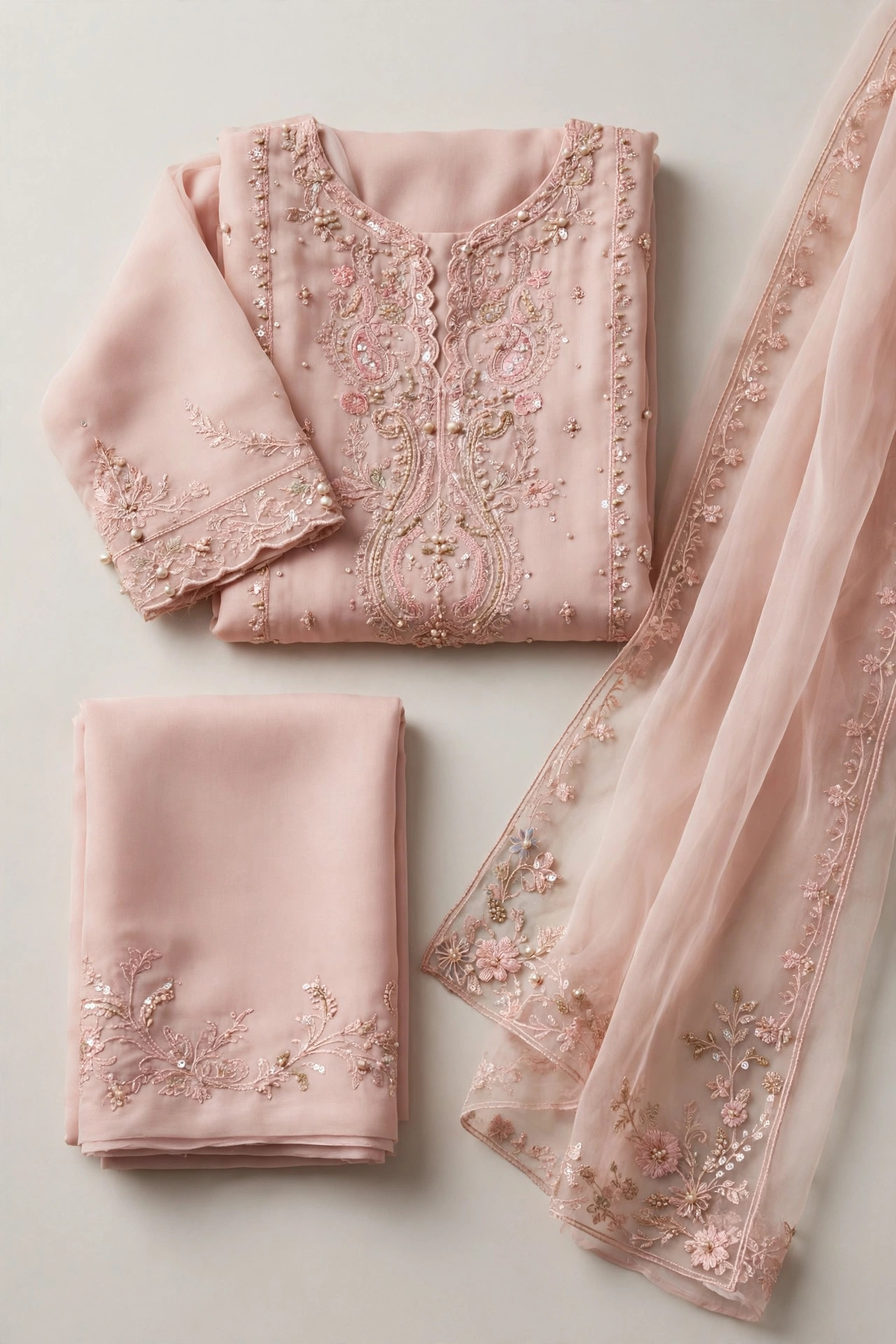 EMBROIDERED & EMBELLISHED CHIFFON 3 PCS (UNSTITCHED)